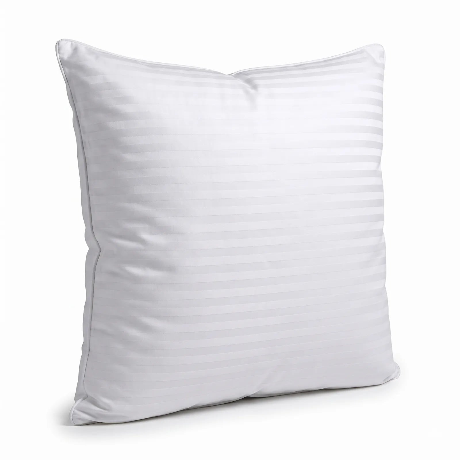 100% Cotton European Pillowcase 400 Thread Count Hotel Quality - Striped White (65x65cm)